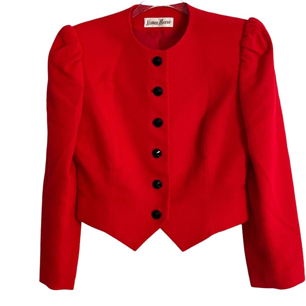 Neiman Marcus Blazer Jacket Women Size 10 Vintage David Hayes Wool Cropped 80s